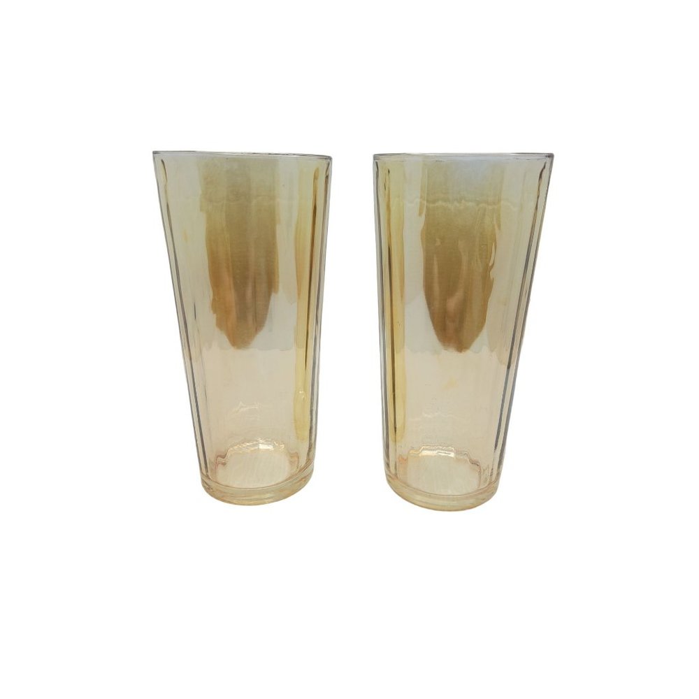 vintage set of 2  jeanette marigold lusterware 10oz drinking glasses
